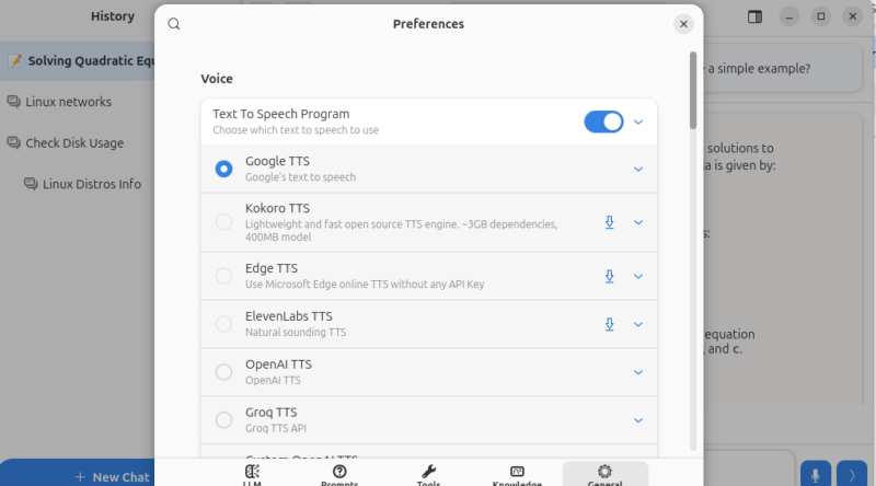 Newelle Voice Interaction