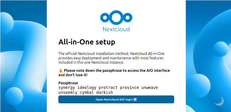 Nextcloud Aio Interface