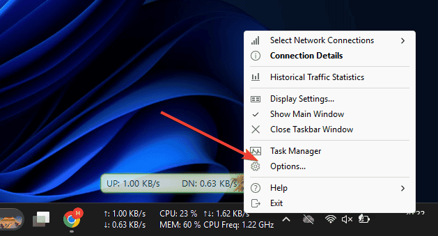 Options Settings Trafficmonitor