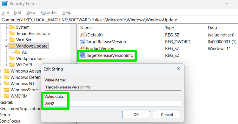 Target Info Registry key