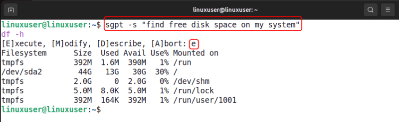 Run Commands Directly With Sgpt