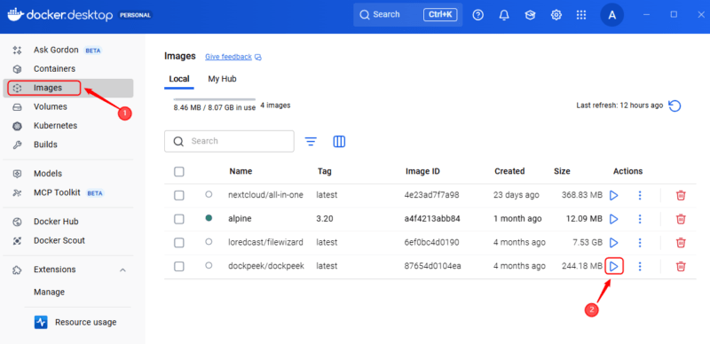 Run Dockpeek Container