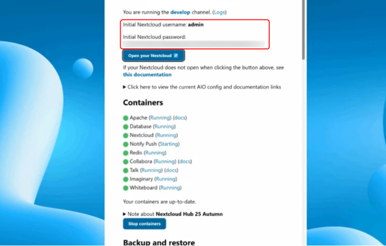 Running Containers Nextcloud