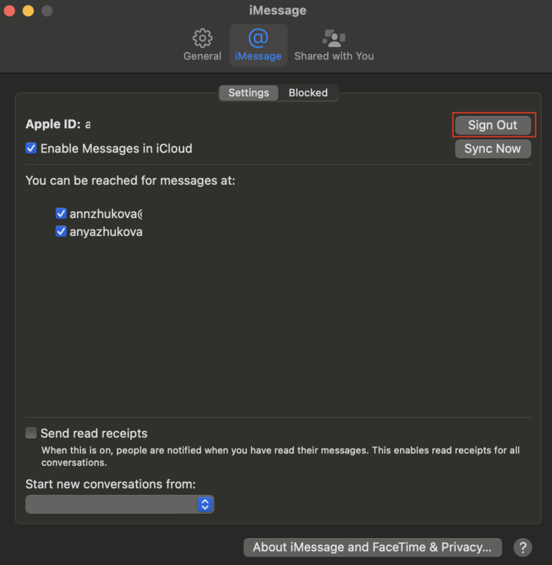 Sign Out of iMessage