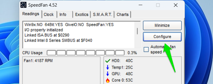 Speedfan Configure button