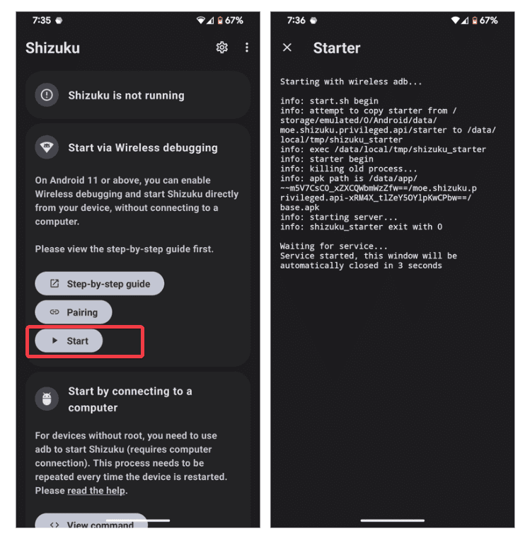 Start Shizuku