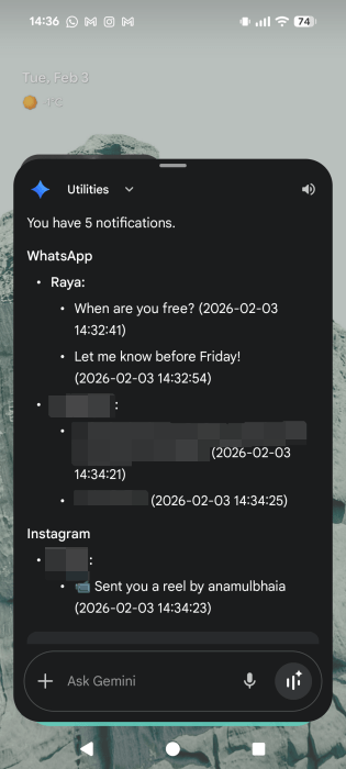 Voice Notifications Gemini Read Out