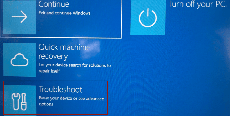Windows Advanced Recovery Troubleshoot