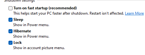 Windows Fast Startup