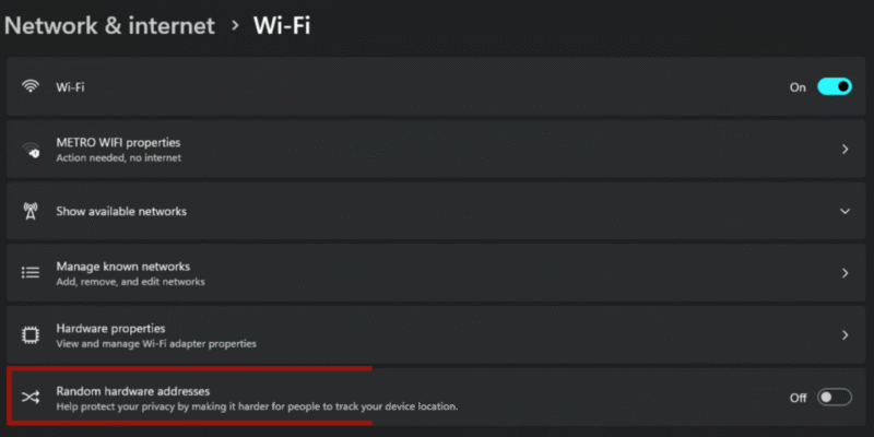 Windows Random Hardware Addresses